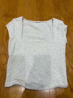 Garage Light Gray Square Neck Short Sleeve Tee